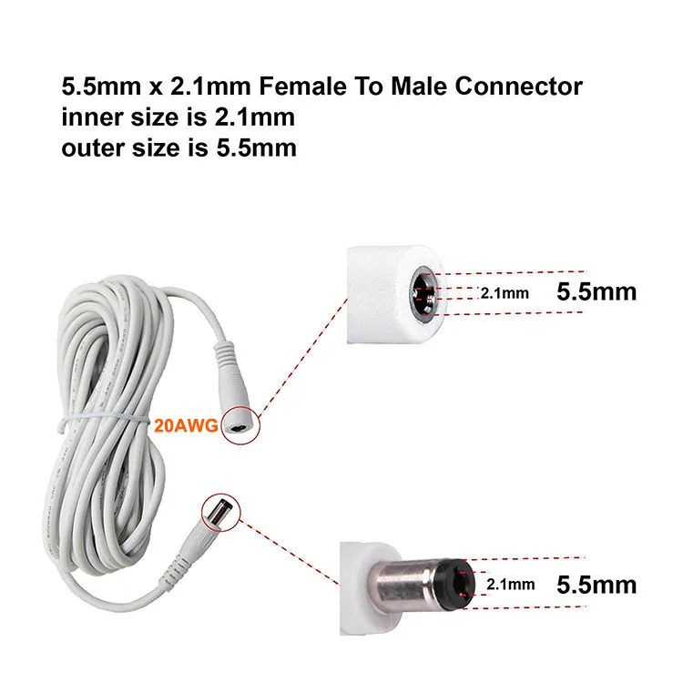 2 шт. 3 м 20AWG 12 вольт удлинитель питания 5 мм x 1 DC адаптера питания|Кабели и