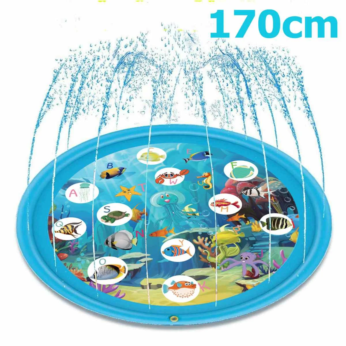

Kids 170cm Sprinkler Pad Inflatable Spray Water Cushion Summer Play Water Mat Lawn Games Pad Play Toys Outdoor Tub Swiming Pool