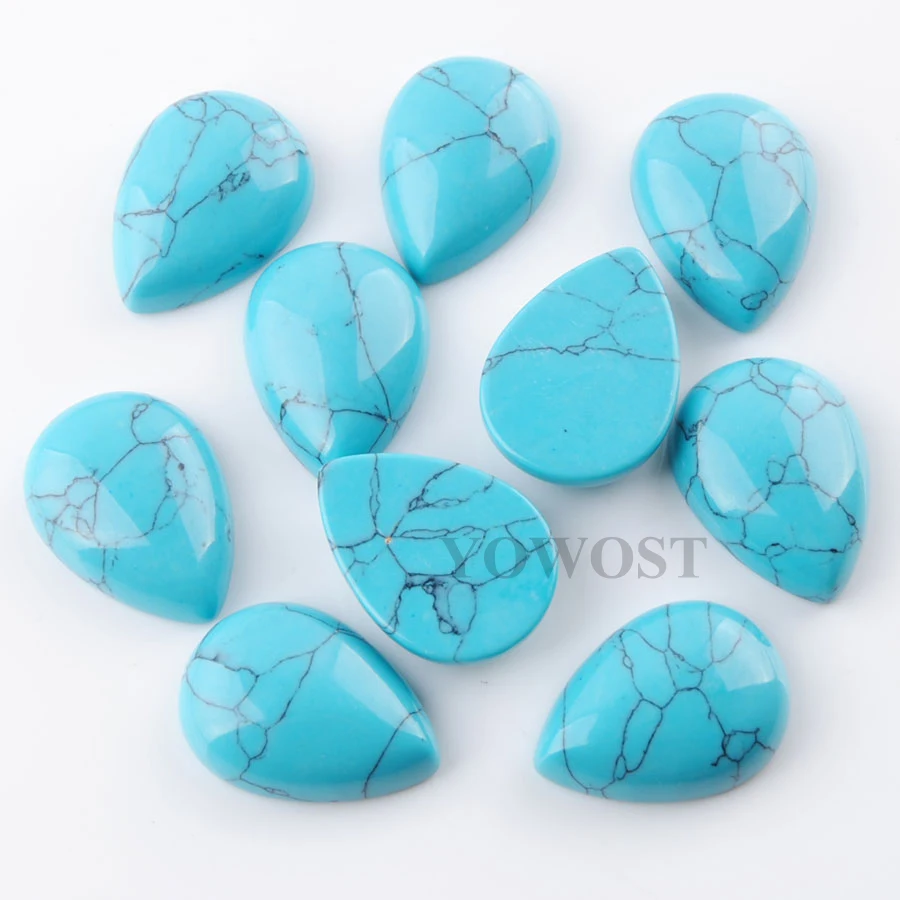 Бирюзовые бусины в форме слезы из натурального камня 10 шт./лот кабошон без