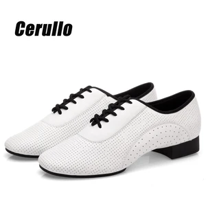 Мужские туфли из натуральной кожи для латиноамериканских танцев, обувь для вечерние, танго, современных танцев, дышащая танцевальная обувь для двух точек, белая, оптовая продажа, A185