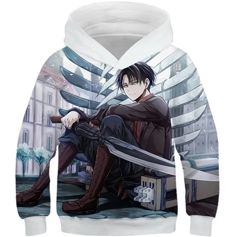 Sudaderas con estampado 3D de Anime japon&eacute;s para ni&ntilde;os y ni&ntilde;as, jersey de moda de ataque a los Titanes, Kyojin No Shingeki, Tops-0