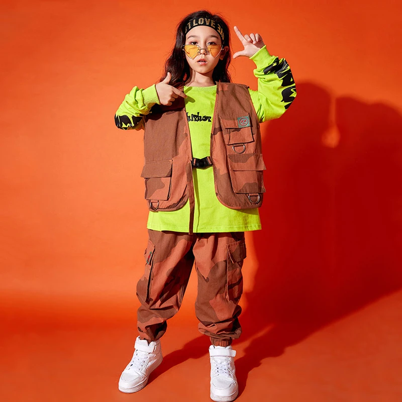 Детская танцевальная одежда в стиле хип хоп рабочая жилет футболка брюки костюм