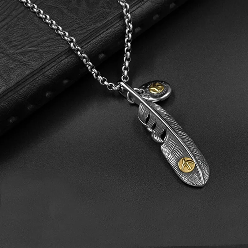 Мужские ожерелья подвески из нержавеющей стали с перьями подарки для женщин 2020