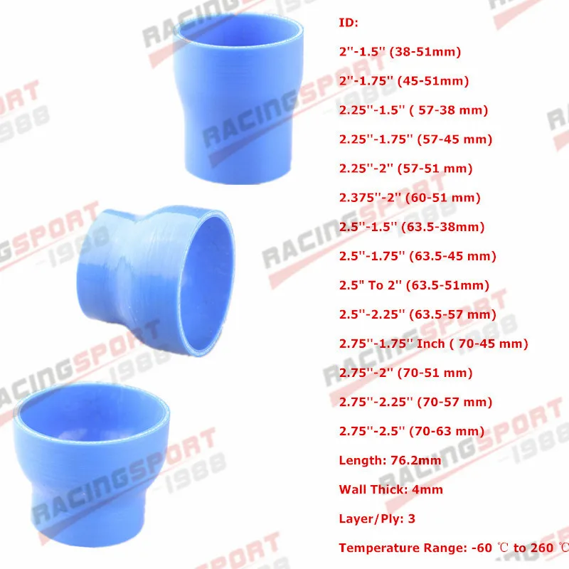 

Silicone tubing Hose Intercooler Turbo Intake Pipe Coupler Hose Universal Straight Multiple sizes Blue