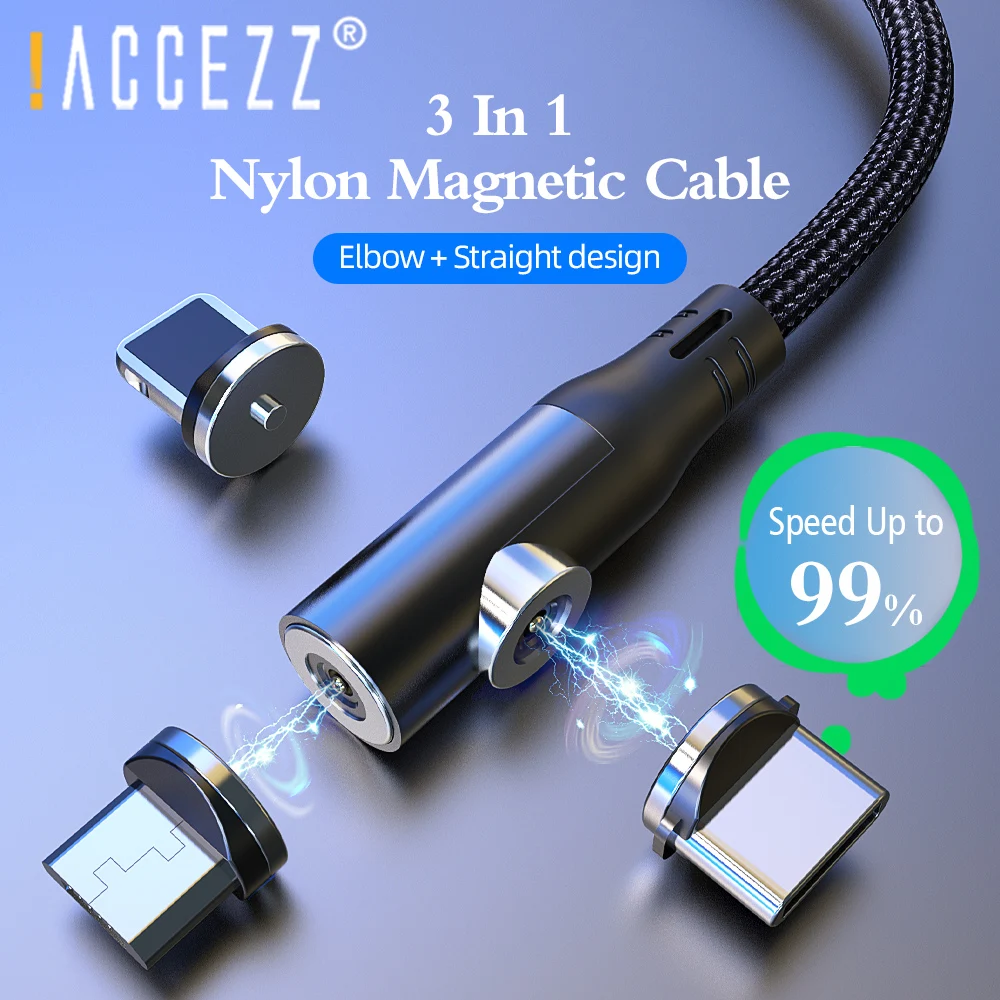 

!ACCEZZ 2 Ports Magnetic Micro USB Cable For iPhone Samsung Xiaomi Universal Fast Charging 8 Pin Type C Phone Charger Cable Cord
