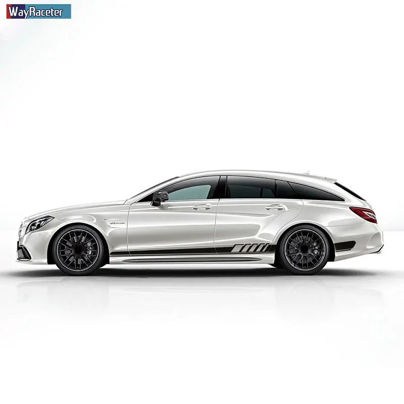 Наклейка на юбку в полоску сбоку для Mercedes Benz CLS Class W219 C219 W218 C218 X218 C257 CLS63 AMG|Наклейки