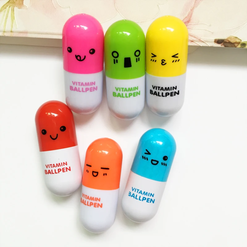 Cute Kawaii Blue Ink Capsule Creative Pills Ball Ballpoint Pens Ballpen For Office School Writing Supplies Stationery |