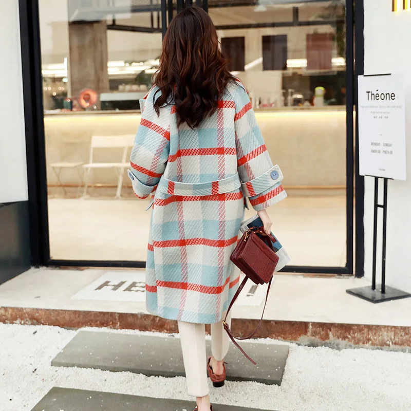 Клетчатая Новая мода 2020 шерстяное пальто зимняя куртка женская шерстяная