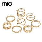Набор женских колец FNIO, круглые, золотистые и Серебристые, винтажные, 2019