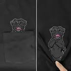 Хлопковая футболка, модная летняя Черная футболка для мопса с карманом для средней руки, мужские и женские Рубашки, Топы в стиле хип-хоп, забавные хлопковые футболки