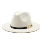 Шляпа для мужчин и женщин с плоскими полями, Панама, шерстяной фетр, джаз, Fedora, кепка, официальная Европейская шляпа, желтаябелая, гибкая, вечерние