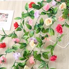 Шелковые Розы 235 см, цветок плюща, зеленая лоза, гирлянда, искусственные цветы для дома, свадьбы, украшение для сада, подвесной ротанговый Настенный декор