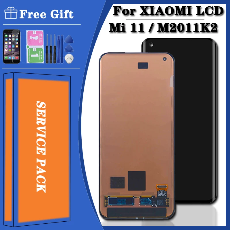 Pantalla AMOLED 100% Original de 6,81 "para XiaoMi Mi 11, Mi11, M2011K2C, LCD con Marco, montaje de digitalizador, piezas de reparaci&oacute;n-0