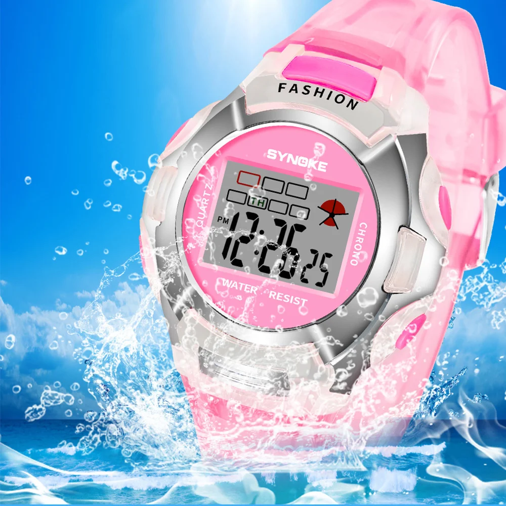 Часы наручные SYNOKE детские спортивные, брендовые водонепроницаемые электронные цифровые для мальчиков и девочек