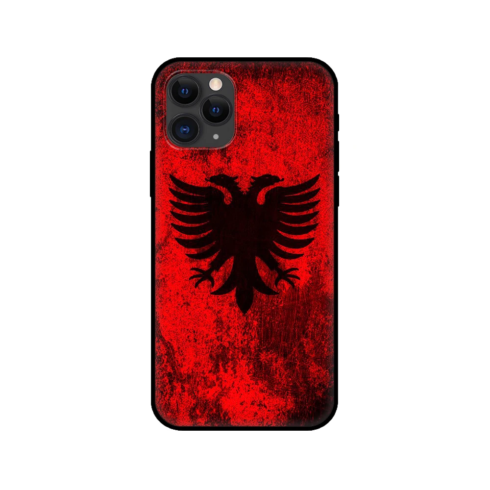 Black tpu case for iphone 5 5s se 2020 6 6s 7 8 plus x 10 XR XS 11 12 mini pro MAX back cover Albania flag