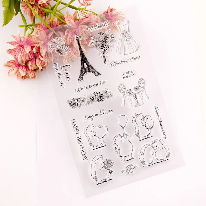 

Tower Hedgehog Seal Rubber Clear Silicone Stamps for Card Making Scrapbooking Decoration Words Journaling DIY Album