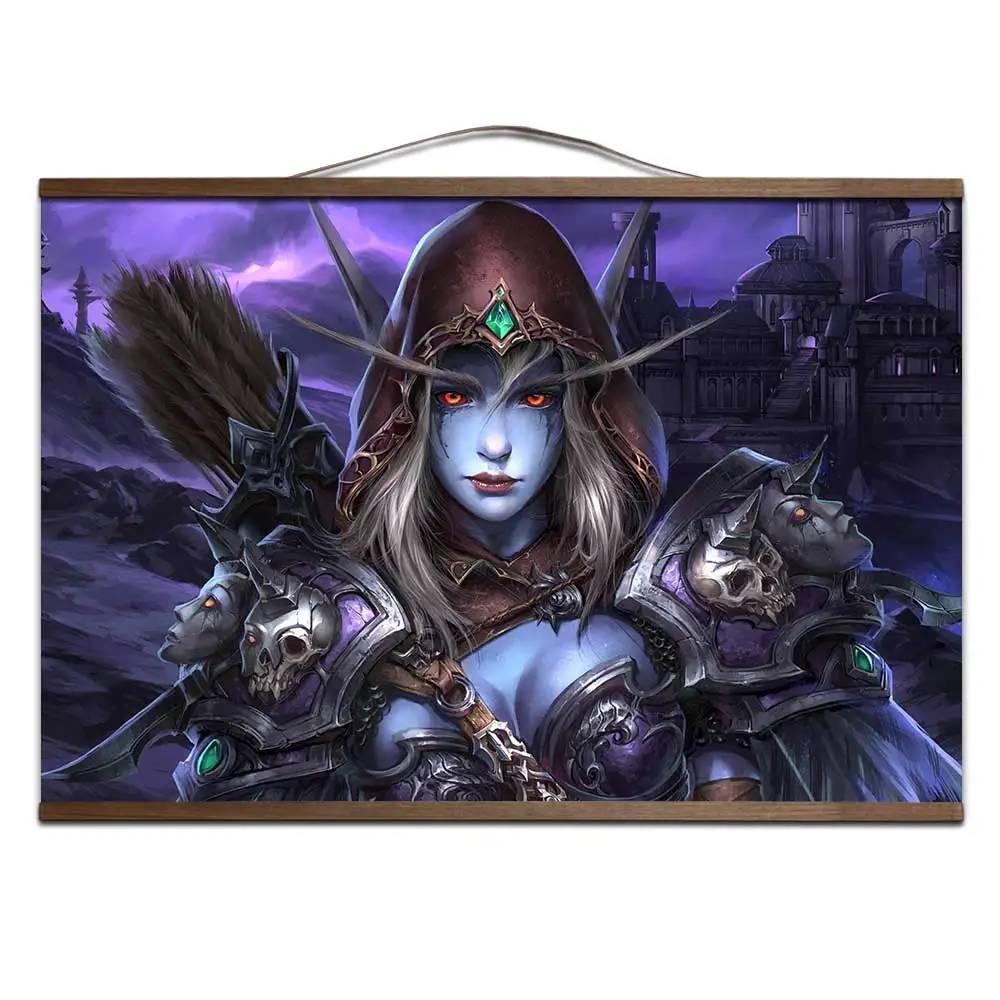 11 World of Warcrafts Битва за Azeroth плакат Sylvanas Anduin Jaina плакат с твердой древесины подвесной прокрутки украшения живопись - Цвет: 11