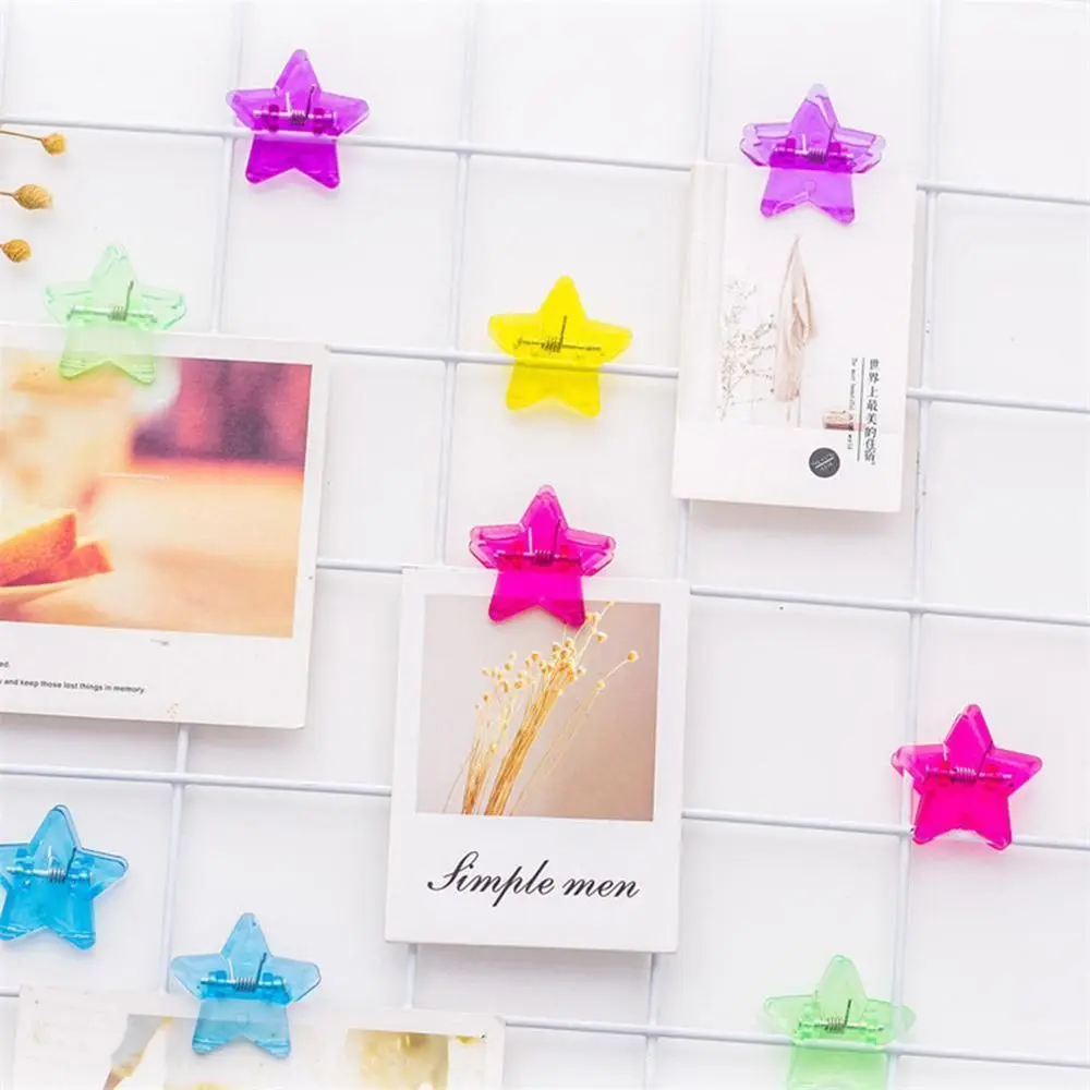 

5pcs Plastic Five-pointed Star Clip Photo Craft Decoration Notes Letter Paper Clips Office Supplies Binding Securing Clips