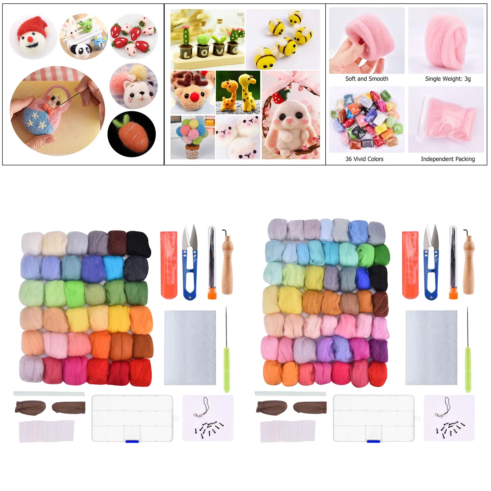 

Needle Felting Kit Supplies Spinning Needles Felt Work Tools Felted Doll Kit