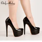 Женские туфли-лодочки на очень высоком каблуке 16 см Onlymaker, однотонные туфли на платформе большого размера s, размера плюс размер 46
