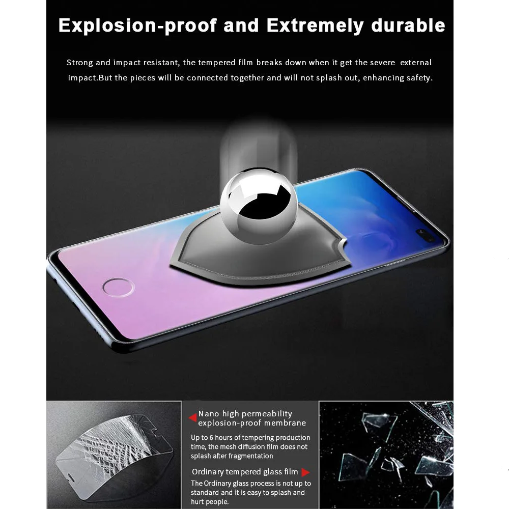 

10D 9H Full Cover Tempered Glass For SAMSUNG Galaxy S10 PLUS S10 Fingerprint unlock Screen Protector For SAMSUNG S10 S10+
