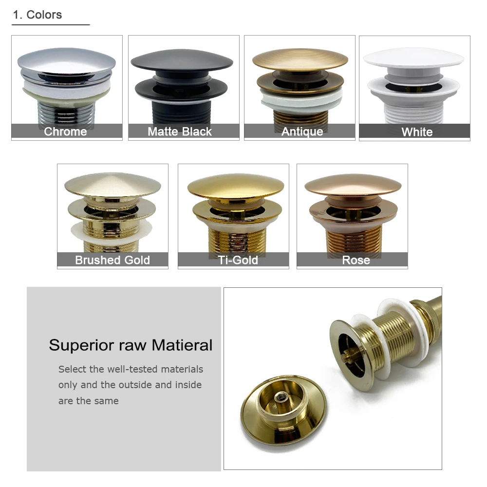 bathroom basin valve pop up drain filter modern for sink accessory faucet brass set black chrome brass washbasin bounce drain free global shipping