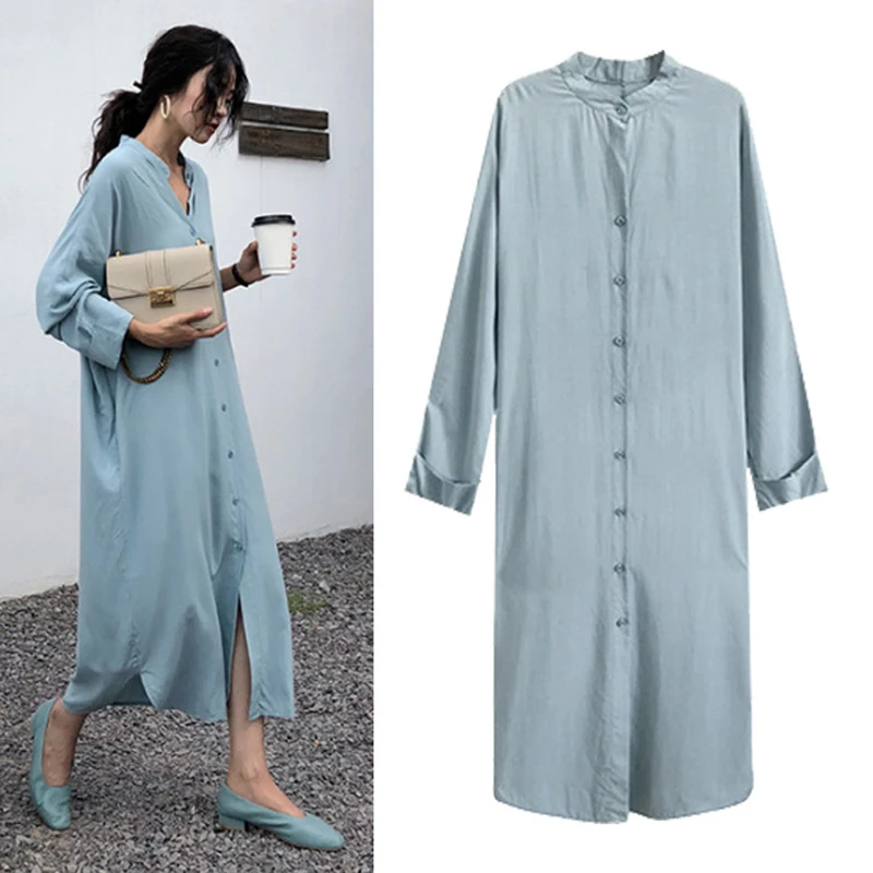 Черные платья сдвиги для женщин 2019 сезон осень со стоячим воротником тонкие