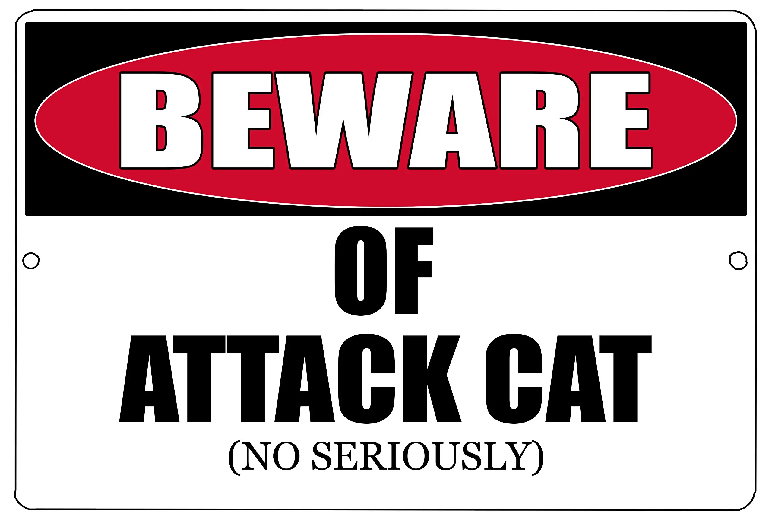 

Rogue River Tactical Funny Beware of Attack Cat Metal Tin Sign Kitten Kitchen Wall Decor Warning Sign