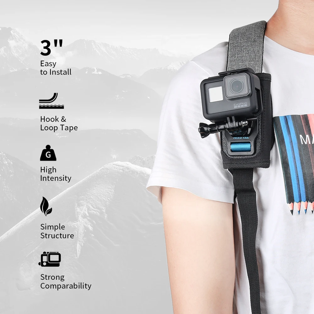 TELESIN ремень для рюкзака крепление для GoPro Hero 8 7 6 5 4 3 для SJCAM EKEN DJI Osmo Экшн-камера спортивные аксессуары