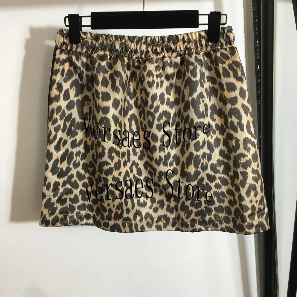 

luxury brand leopard print letter fashionable women's half skirt temperament high waist versatile slim zipper pocket half skirt