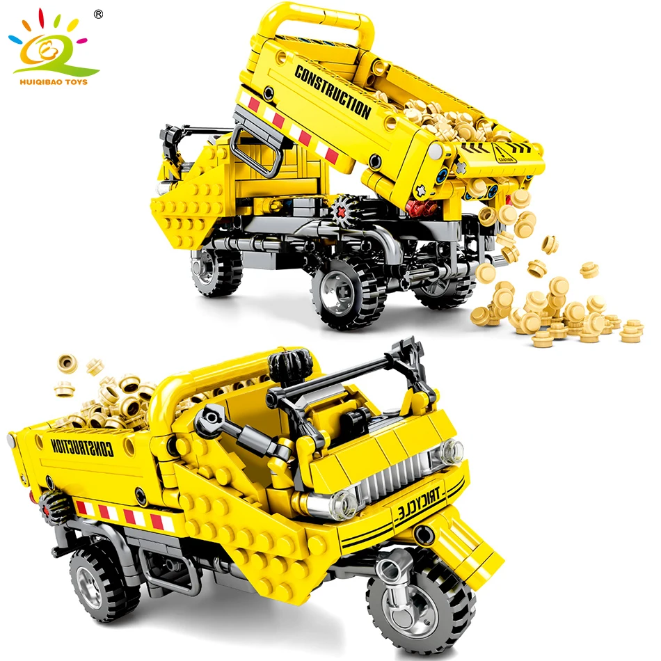 

HUIQIBAO 491Pcs City Engineering Cargo Tricycle Vehicle Building Blocks High-Tech Construction Car Truck Figures Bricks Toys Kid