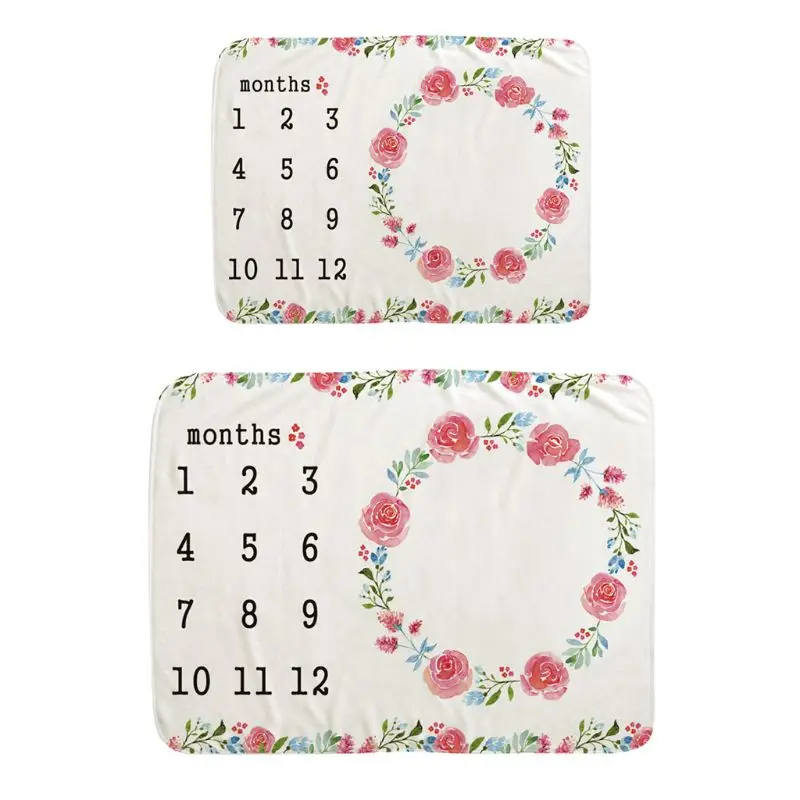 

50LE Baby Monthly Record Growth Milestone Blanket Photography Props Wreath Background