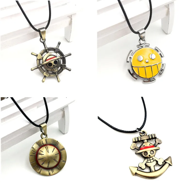 Hot Anime One Piece Necklace Rudder Logo Alloy Pendant Hat Necklaces Accessories Gift