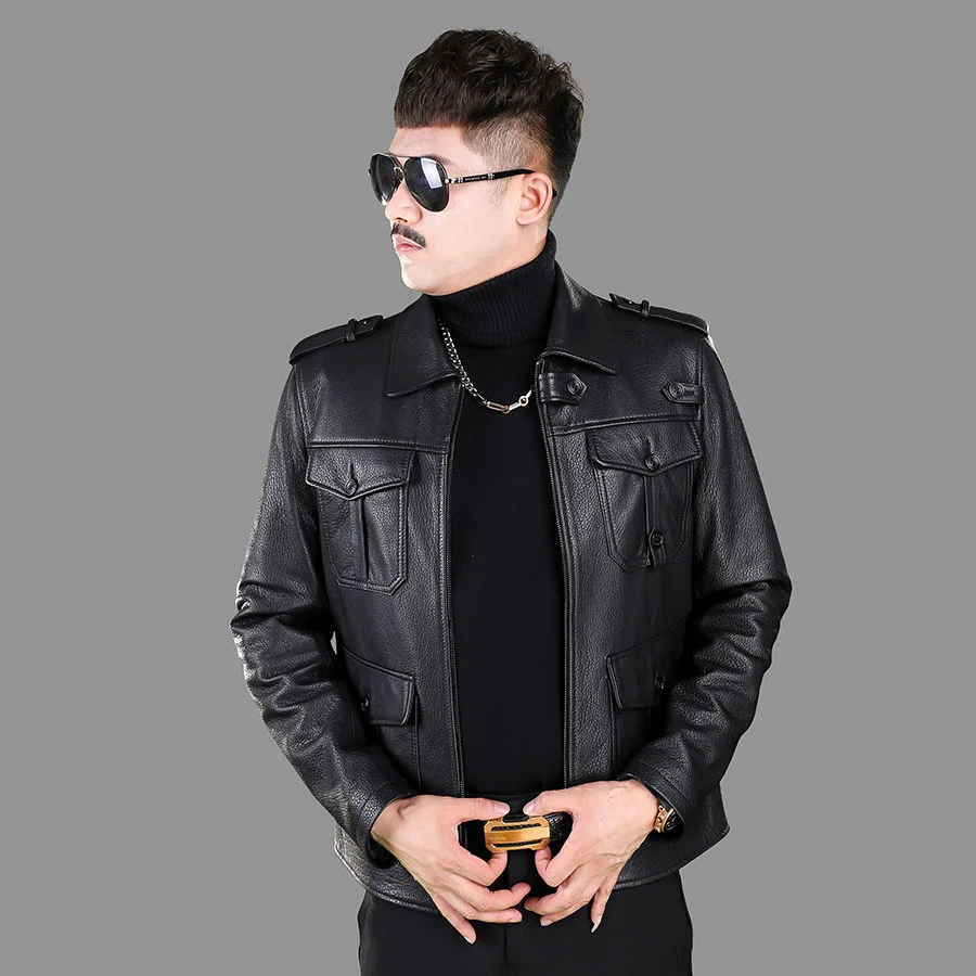 

New Haining Natural Deer Skin Men's Short Hunting Leather Jacket Fashion Jacket Spring Autumn Winter Jacket