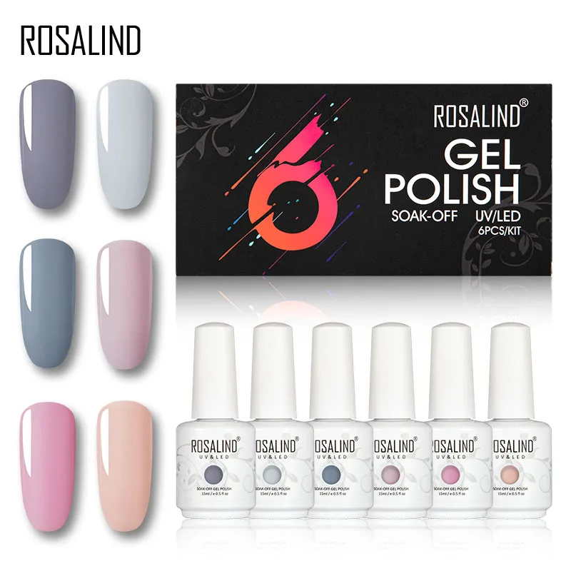 Набор гель лаков ROSALIND для ногтей 6 шт. 15 мл|Лак ногтей| |