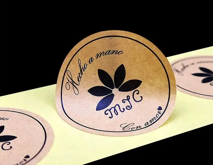 

50PCS Personalized Logo Kraft Paper Sticker Label