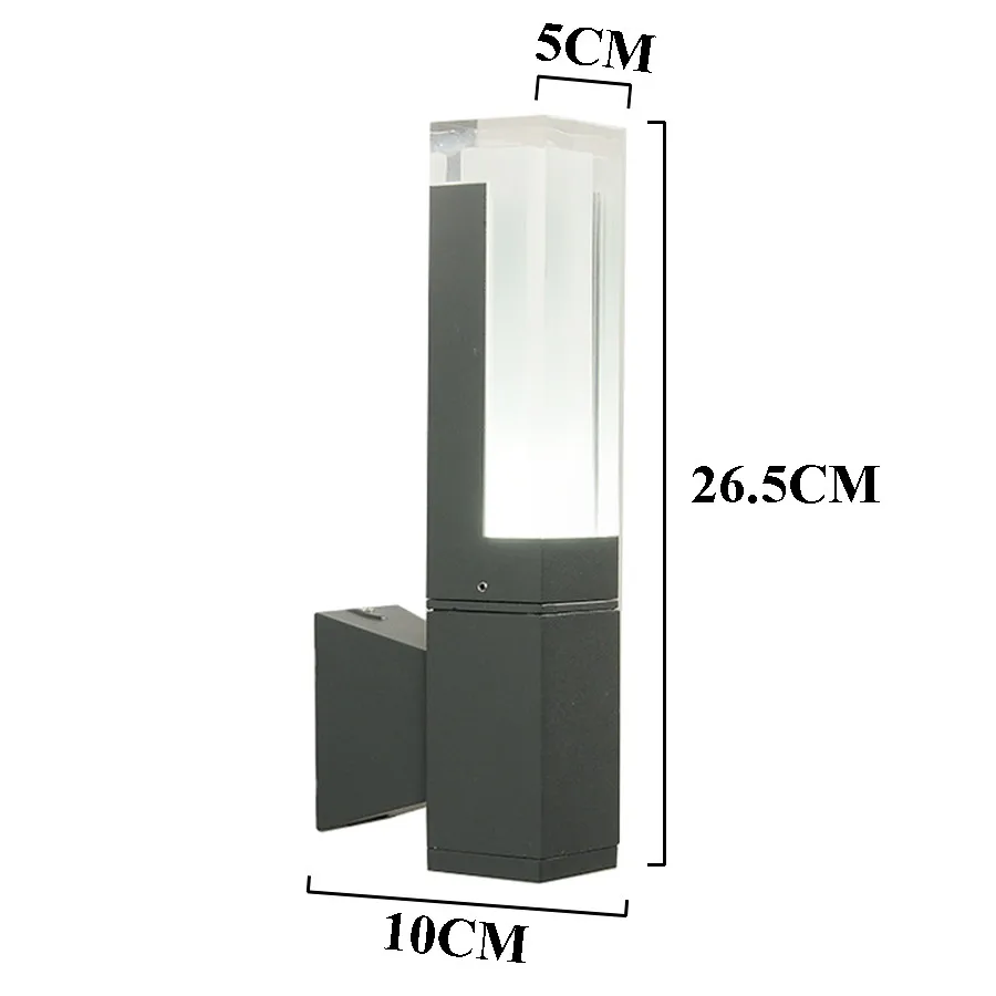 

10W 15W Crystal Outdoor Waterproof LED Wall Light Aluminum Balcony Porch Wall Lamp Villa Fence Corridor Step Wall Light