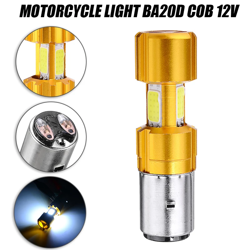 

1 шт. мотоциклетные светодиодный BA20D COB 16 Вт светодиодные фары скутер лампа AC/DC 12V 0.42A 6500 к белый свет
