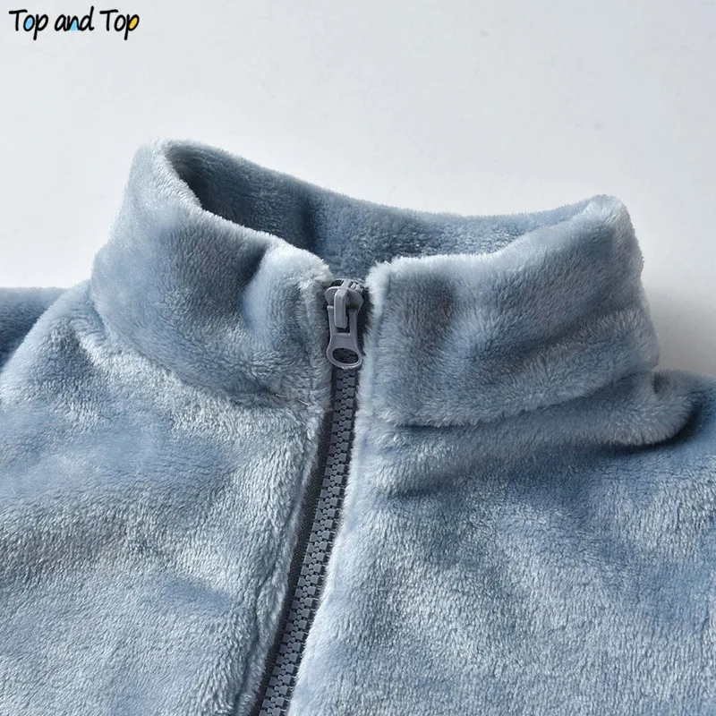 Top and Autumn Winter Cute Baby Kids Boys Girls Fannel Jacket Coat Toddler Zipper Plush Casual Outerwear Snowsuit Bebes | Детская одежда