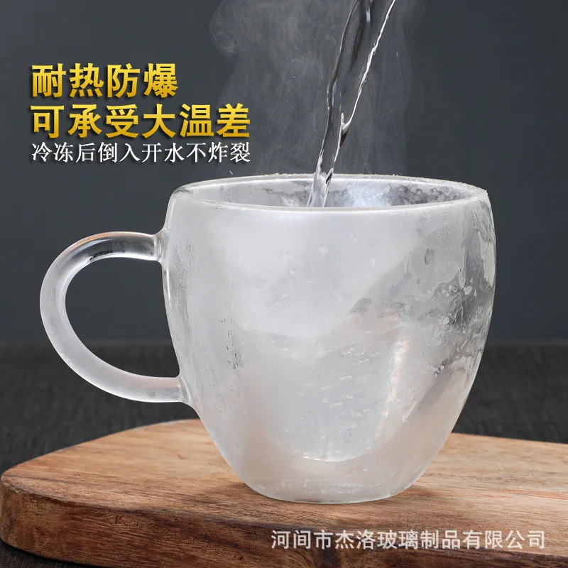 240ML Heart Love Shaped Glass Mug Couple Cups Double Wall Cup Heat-Resisting Tea Beer Mugs Milk Coffee Gift Drinkware | Дом и сад
