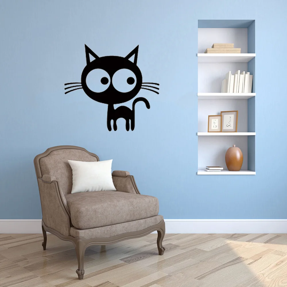 Cartoon kitten Wall Sticker Cute cat backdrop decor for Home Decoration living room Decals Wallpaper Removable Toilet Stickers