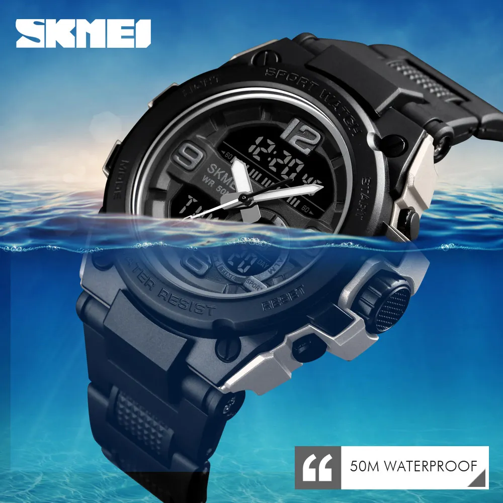 

SKMEI Men Watch Sport Military Chronograph Fashion Mens Waterproof LED Digital Quartz Wristwatch Male Clock Relogio Masculino