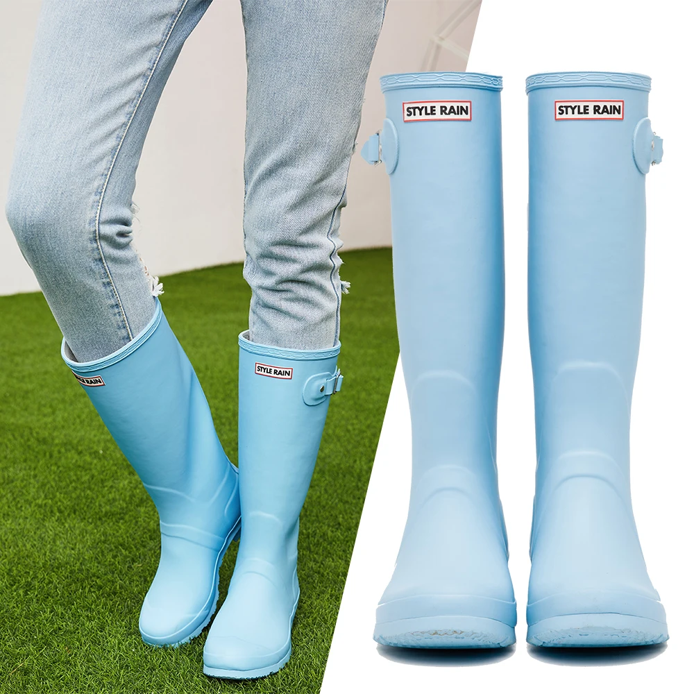 DRIPDROP Резиновые сапоги Женские резиновые до колена Однотонные Женская обувь