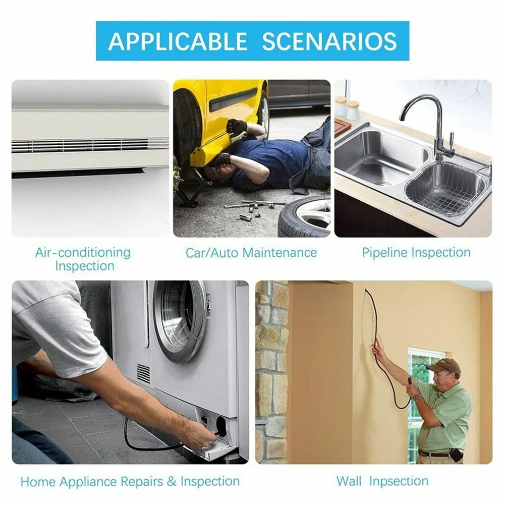 Laptop HD Camera Inspection USB Industrial Endoscope 3 In1 Flexible Borescope Video 6 Led Type-c Black Waterproof | Инструменты