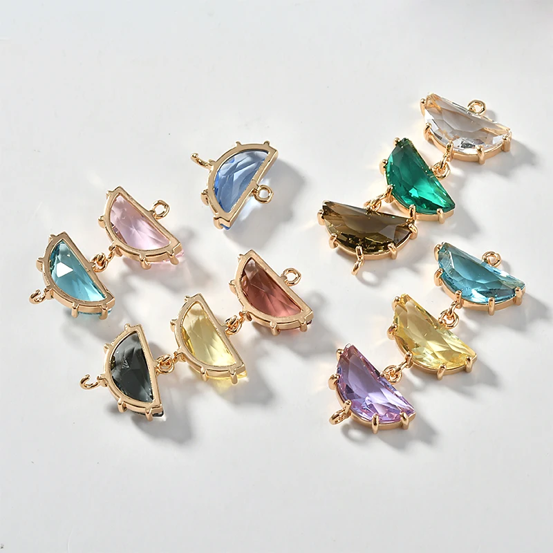 Медный позолоченный 18K золотой кристалл с бриллиантами двойные Висячие