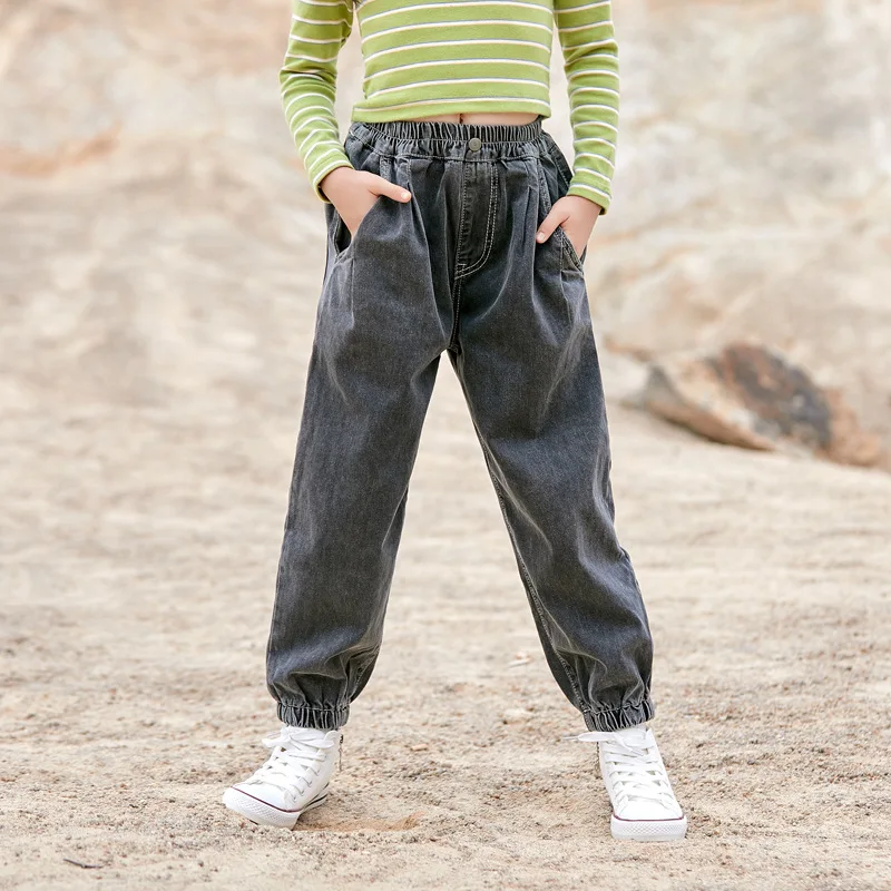 

6 To 16 Years Kids and Teenage Girls Spring Casual Jeans 2021 New Children Loose Pants Fashion, #9364