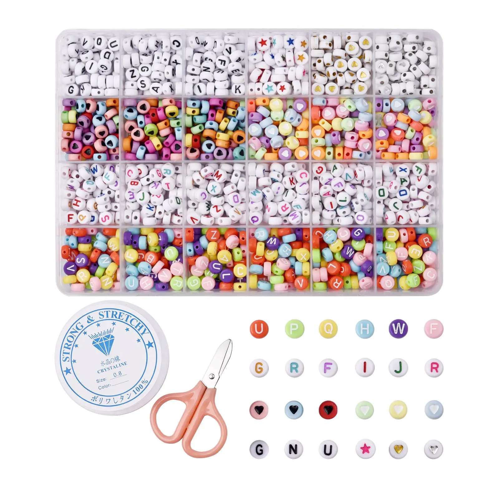 

Набор для изготовления ювелирных изделий, акриловые бусины-разделители с улыбающимися буквами, бусины россыпью «сделай сам» для браслетов,...