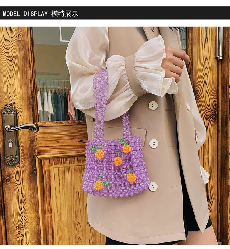 

High quality pearl ladies handbag 2020 new hit color woven bag sweet fairy brand designer one-shoulder small square bag