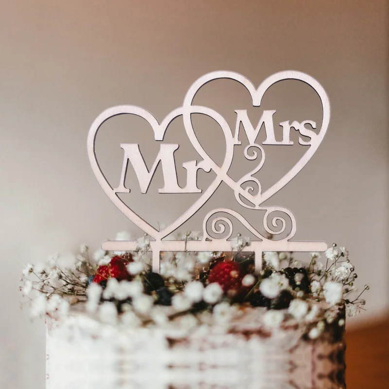 DIY Украшение для свадебного торта "Mr& Mrs" деревянные буквы топперы на свадебный торт украшение для именинного торта сувениры Помолвочные подарочные украшения