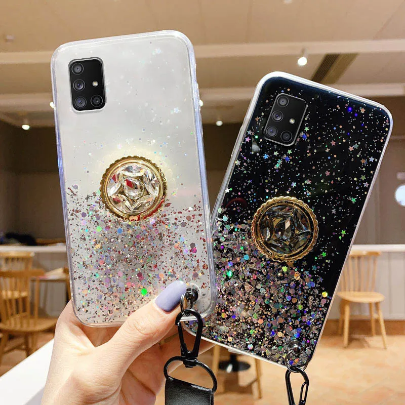 2022.Glitter Case For A51 A71 Case For A50 A70 AA52 A32 A72 A21S S20 FE S21 Ultra S10 Plus A31 A30 A20e A12 A02S Case